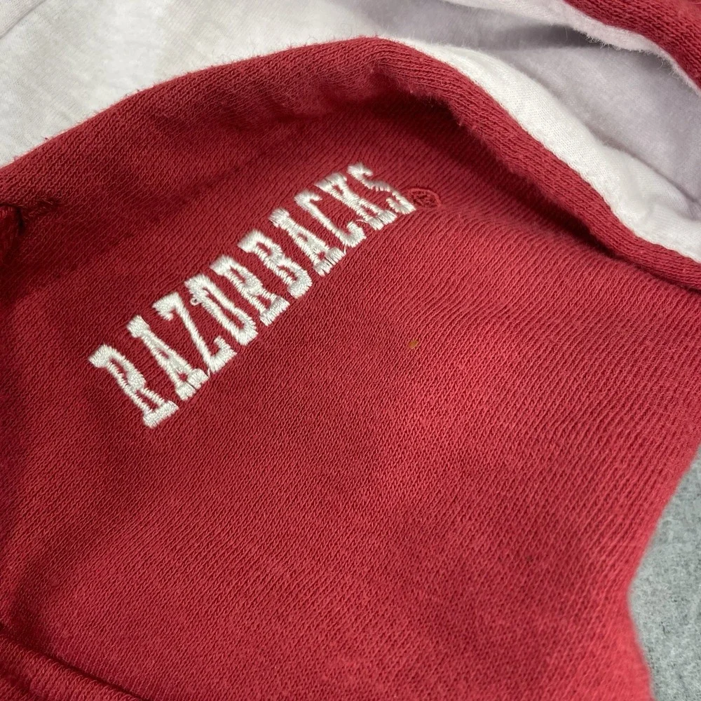 Vtg Y2K Arkansas Razorbacks Hoodie Mens S‎ Red Sweatshirt Student NCAA Sweater